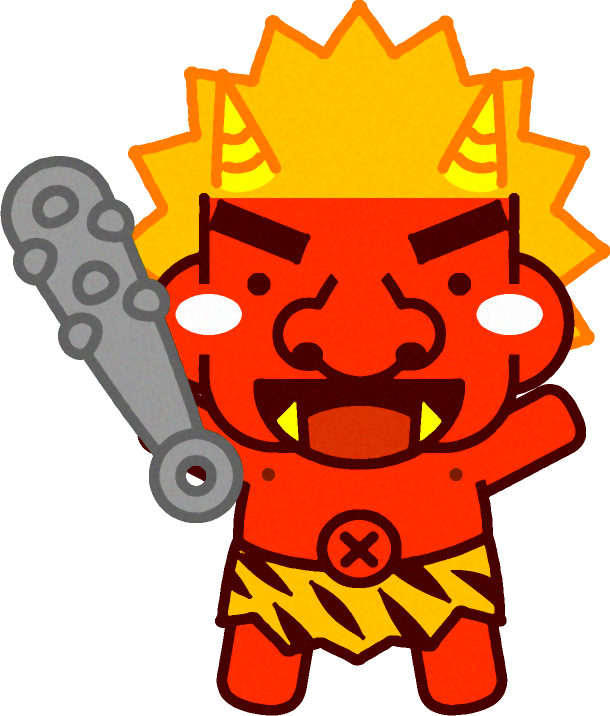 両手を上げた赤鬼のイラスト