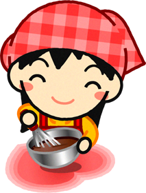チョコレートかき混ぜる女の子のイラスト