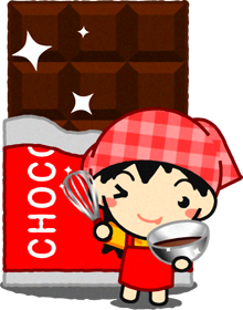 板チョコと女の子のイラスト