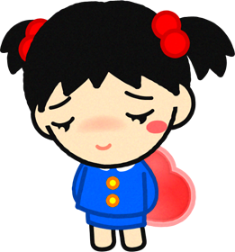 ハートと女の子のイラスト