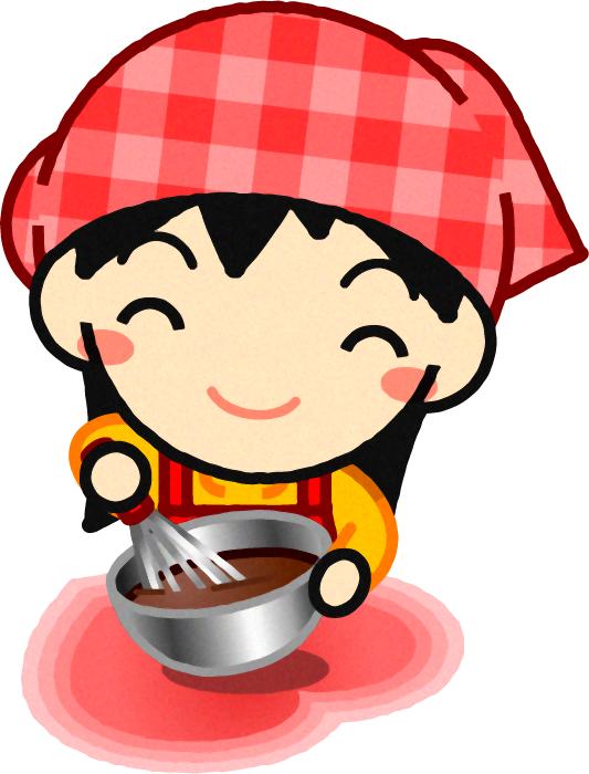 チョコレートかき混ぜる女の子のイラスト