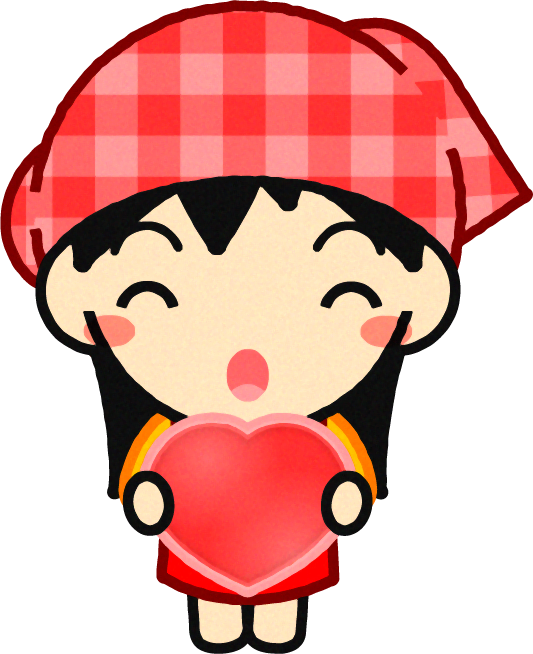 ハートを持つ女の子イラスト