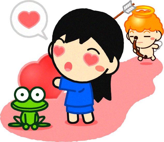 恋の矢で射る相手を間違え、沈黙する恋のキューピッドのイラスト