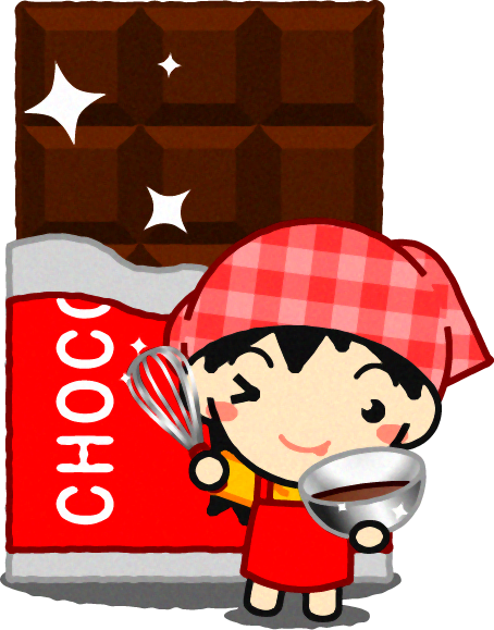 板チョコと女の子のイラスト