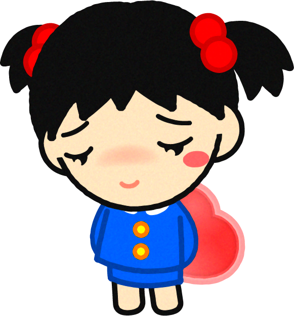 ハートと女の子のイラスト
