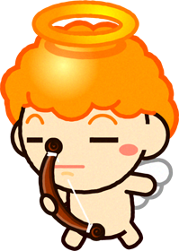 目を細める恋のキューピッドのイラスト