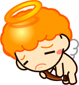 ションボリするキューピッドのイラスト