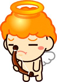 不満げなキューピッドのイラスト