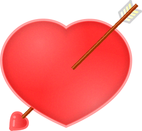 ハートを矢が貫いたイラスト