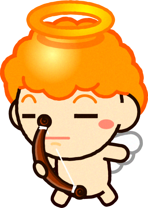 目を細める恋のキューピッドのイラスト