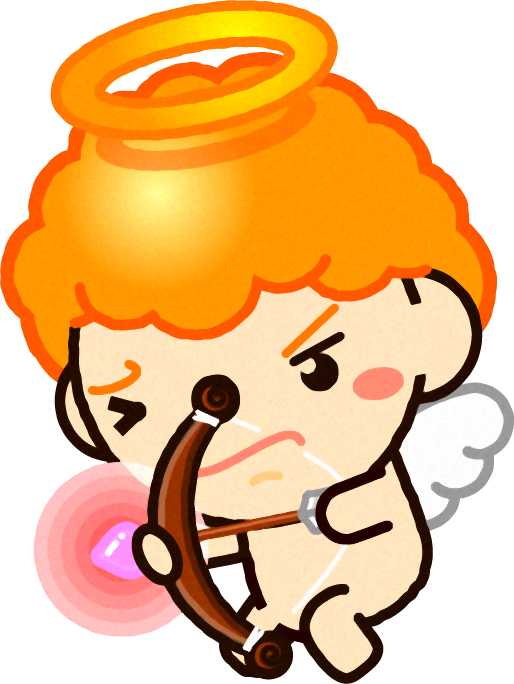 狙いを定める恋のキューピッドのイラスト