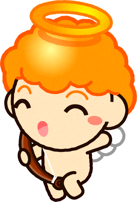 喜ぶ恋のキューピッドのイラスト