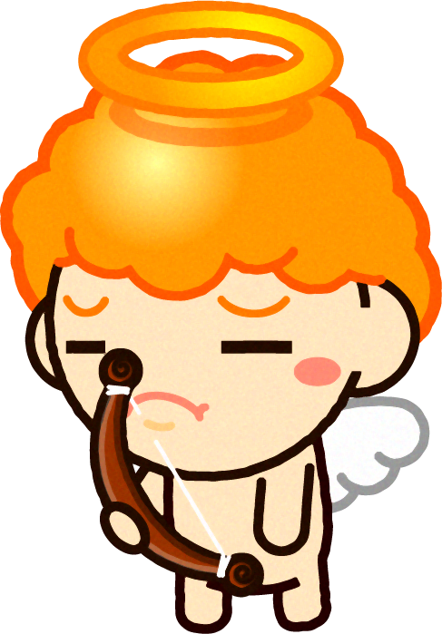 不満げなキューピッドのイラスト