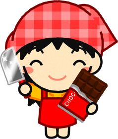 包丁とチョコを持った女の子のイラスト