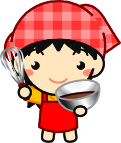 泡だて器とボウルを持った女の子のイラスト