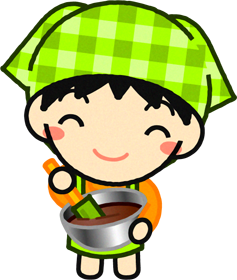チョコをゴムべらでかき混ぜている女の子のイラスト