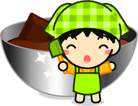 チョコの入ったボウルと女の子のイラスト