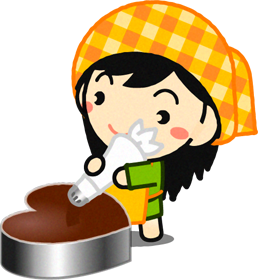 チョコに文字を書く女の子のイラスト