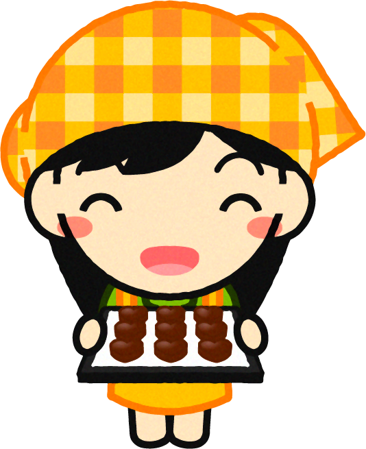 チョコレートをのせたプレートを持った女の子のイラスト