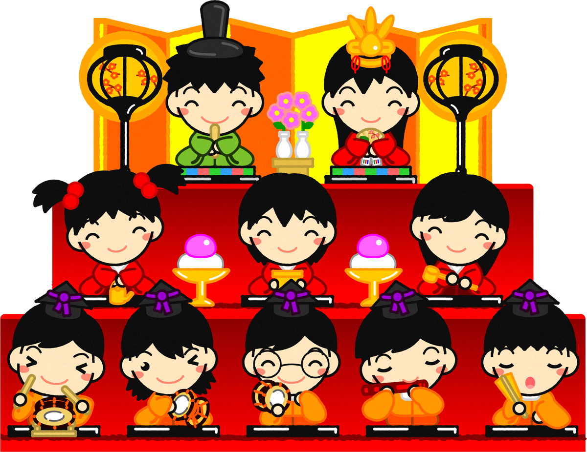 かわいいひな祭りと幼稚園イラスト