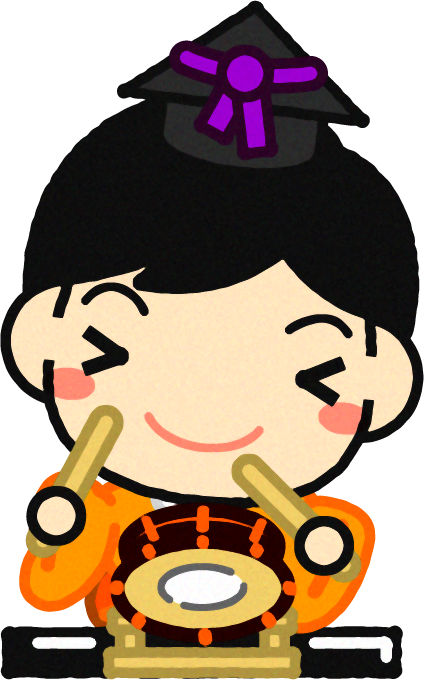 五人林イラスト/小鼓と男の子