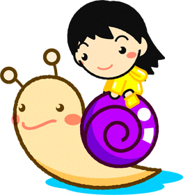カタツムリ乗った女の子イラスト/紫色