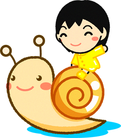 カタツムリに乗った女の子イラスト