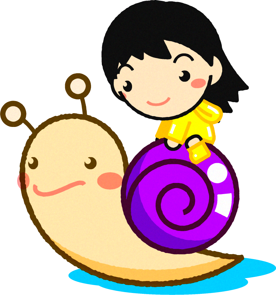 カタツムリ乗った女の子イラスト/紫色