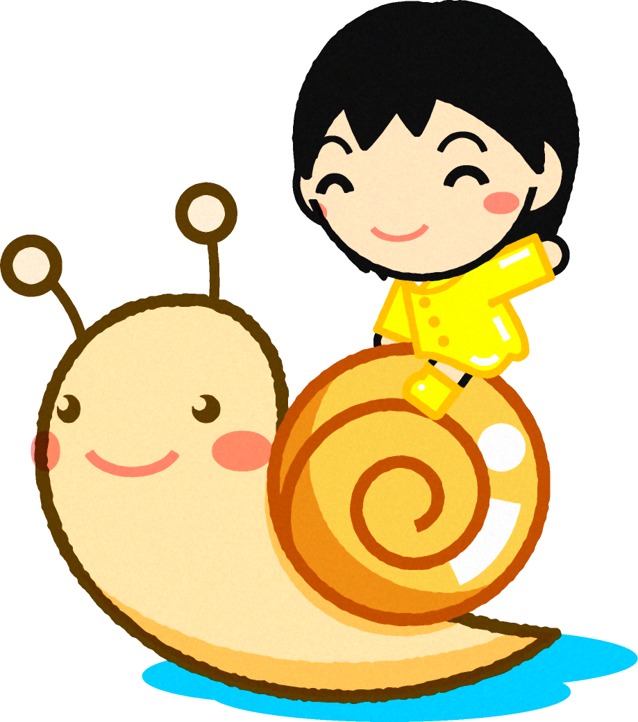 カタツムリに乗った女の子イラスト