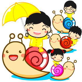 カタツムリと幼稚園イラスト