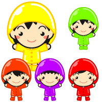 雨と幼稚園児のイラスト