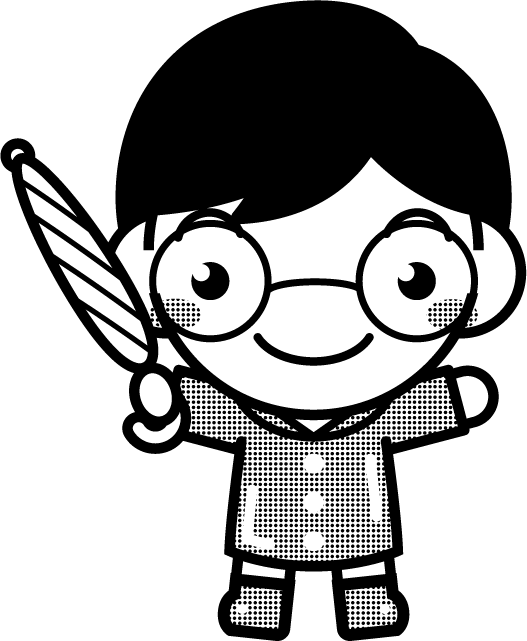 傘をさした子供のイラスト6/モノクロ