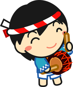 法被を着た子供のイラスト/小太鼓を叩く