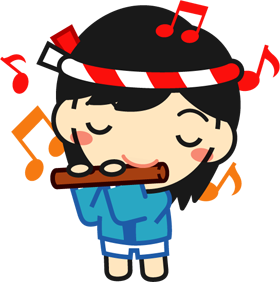 法被を着た子供のイラスト/笛を吹く