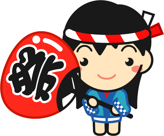 法被を着た子供のイラスト/お祭りの団扇を持つ