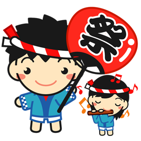 夏祭りと幼稚園児イラスト