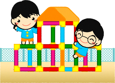 ジャングルジムで遊ぶ子供たちのイラスト