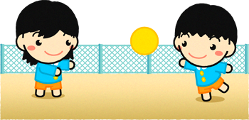 ボールで遊ぶ子供たちのイラスト
