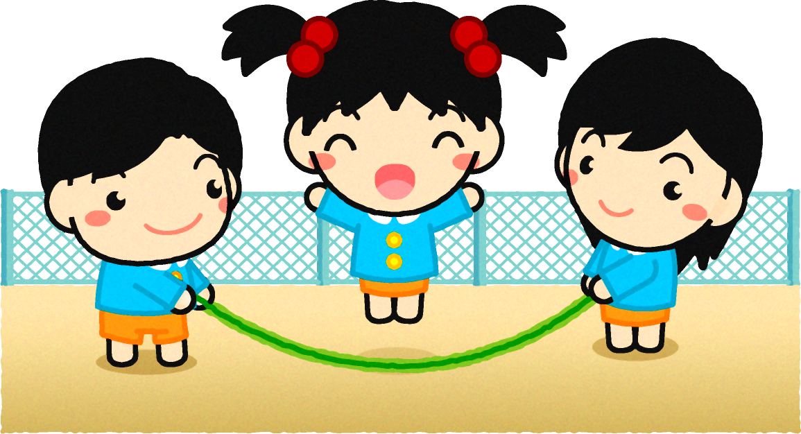 縄跳びで遊ぶ子供たちのイラスト