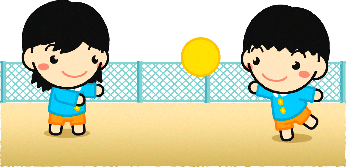 ボールで遊ぶ子供たちのイラスト