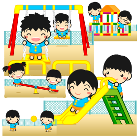 遊ぶ幼稚園児イラスト