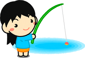 釣りをする女の子のイラスト