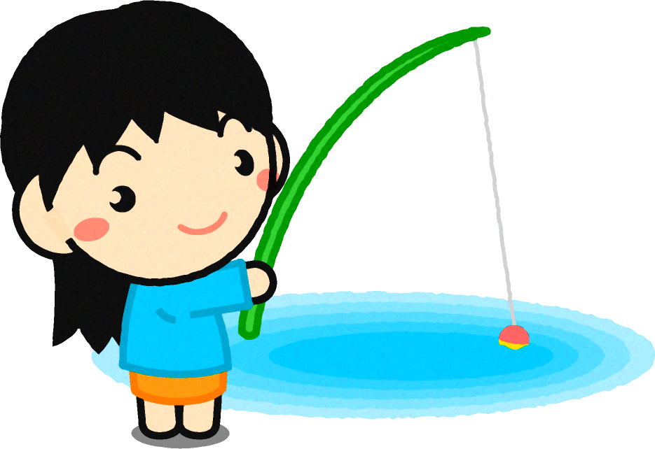 釣りをする女の子のイラスト