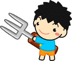 給食当番の幼稚園児イラスト/フォークを持った男の子2
