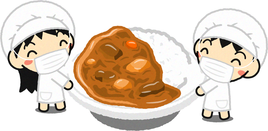 給食当番の幼稚園児イラスト/カレーライス