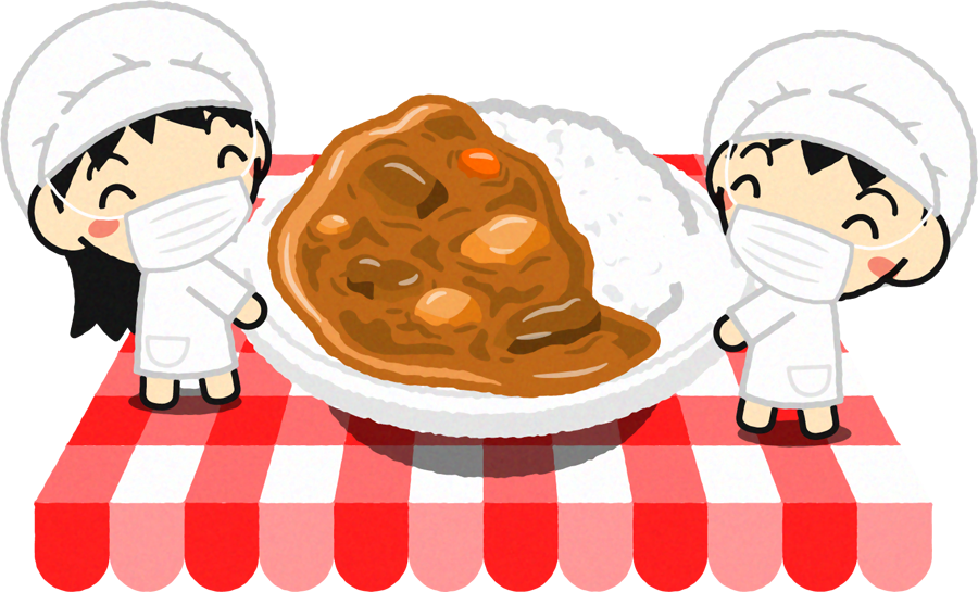 給食当番の幼稚園児イラスト/カレーライス2