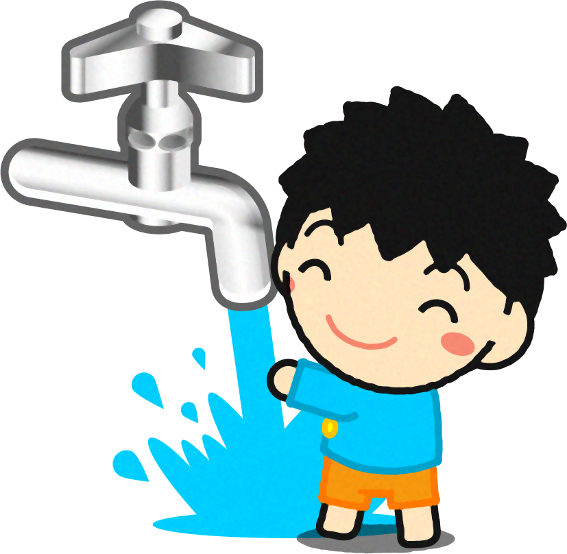 手を洗う幼稚園児イラスト/男の子