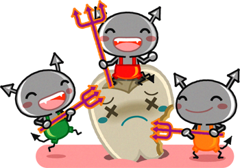 歯を攻撃する虫歯菌たちのイラスト