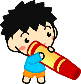 クレヨンを持った幼稚園児イラスト/赤色