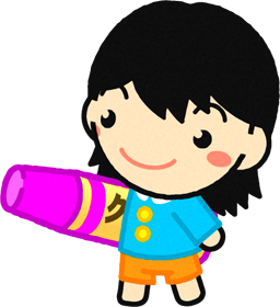 クレヨンを持った幼稚園児イラスト/ピンク色